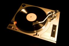 Commercial Product Photography - DJ Turntable Top View Isolated on Black