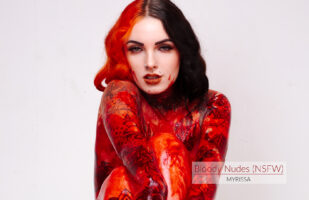 Wicked Bloody Nude Photoshoot with a Mirror