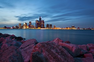 Long Exposure Windsor/Detroit Riverfront Landscape